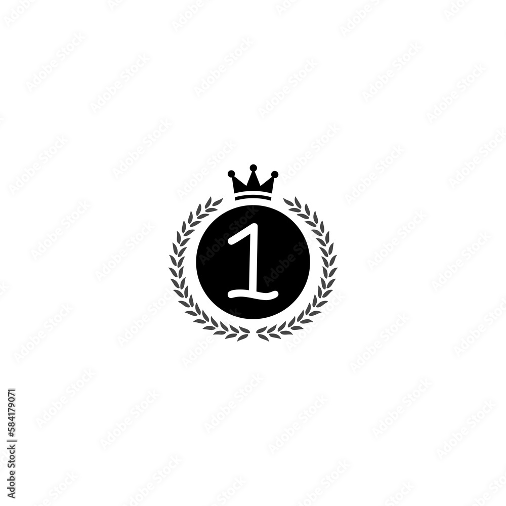 Fototapeta premium Number one quality with crown icon isolated on white background