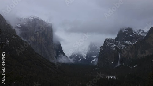 Yosemite Valley Timelapse with Cloud and Snows photo