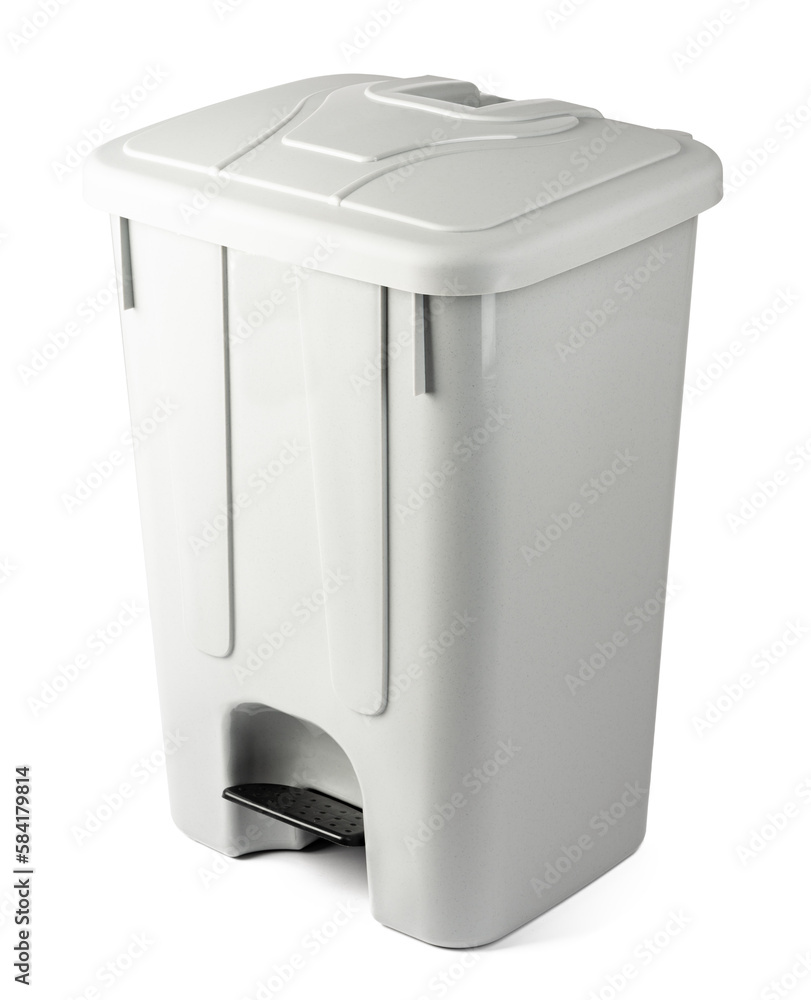 Gray plastic waste bin isolated on white Gray plastic waste bin isolated on white