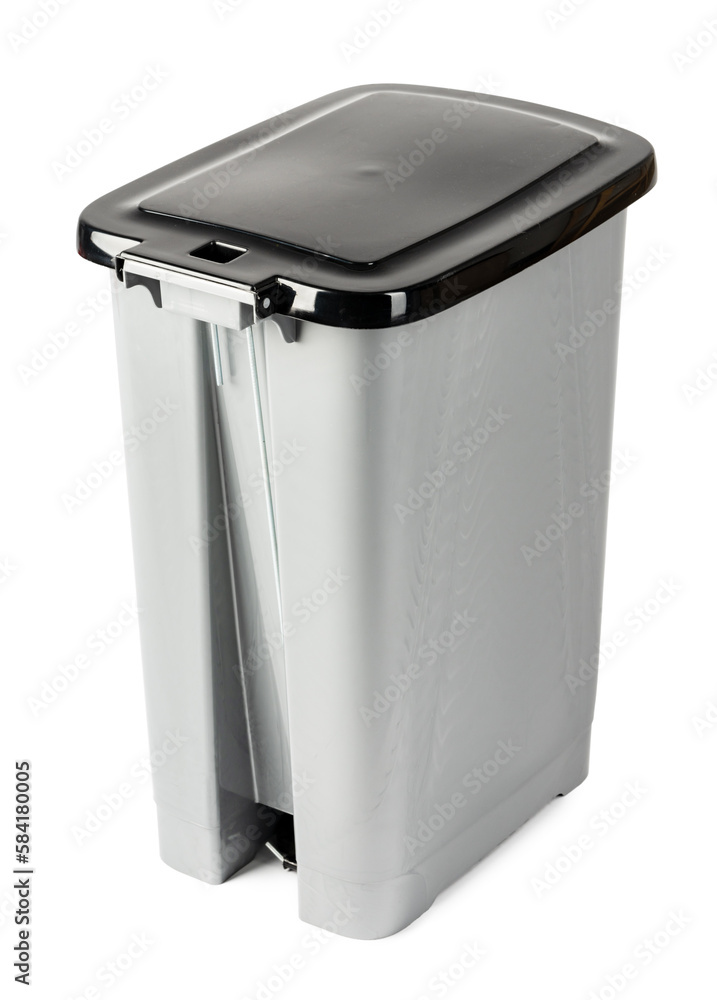Gray plastic waste bin isolated on white Gray plastic waste bin isolated on white