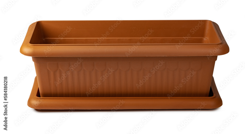 Brown plastic flower pot isolated on a white background Brown plastic flower pot isolated on a white background