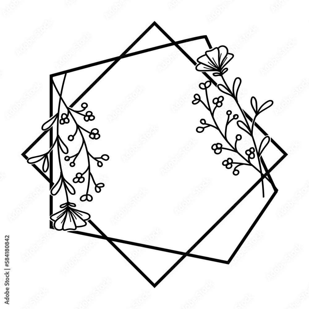 Hand drawn floral frame illustration 