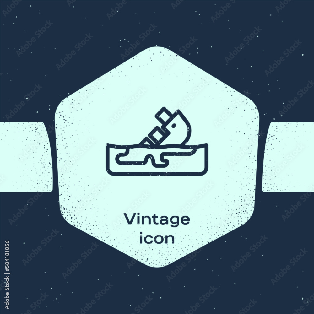 Grunge line Wrecked oil tanker ship icon isolated on blue background. Oil spill accident. Crash tanker. Pollution Environment concept. Monochrome vintage drawing. Vector Grunge line Wrecked oil tanker ship icon isolated on blue background. Oil spill accident. Crash tanker. Pollution Environment concept. Monochrome vintage drawing. Vector