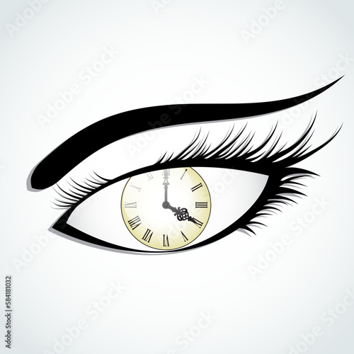 woman eye with roman clock shape / vector illustration