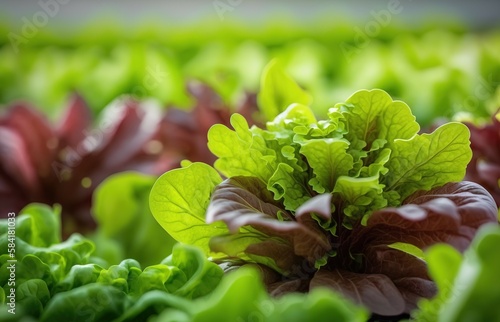 close up of a plant in the garden, Hydroponics method of growing plants using mineral nutrient solution, fresh lettuce in greenhouse or organic farm as hydroponic farming and agriculture concept
