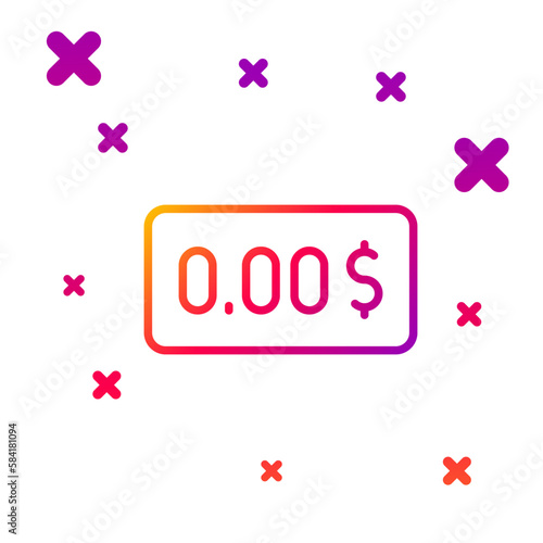 Color line Zero cost icon isolated on white background. Empty bank account. Gradient random dynamic shapes. Vector