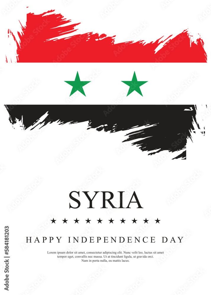 Syria Vector Flag in Grunge brush effect. Happy independence day of Syria
