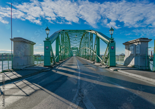 Bridge from Komarno, Slovakia, to Komarom, Hungary, over the Danube on a sunny day