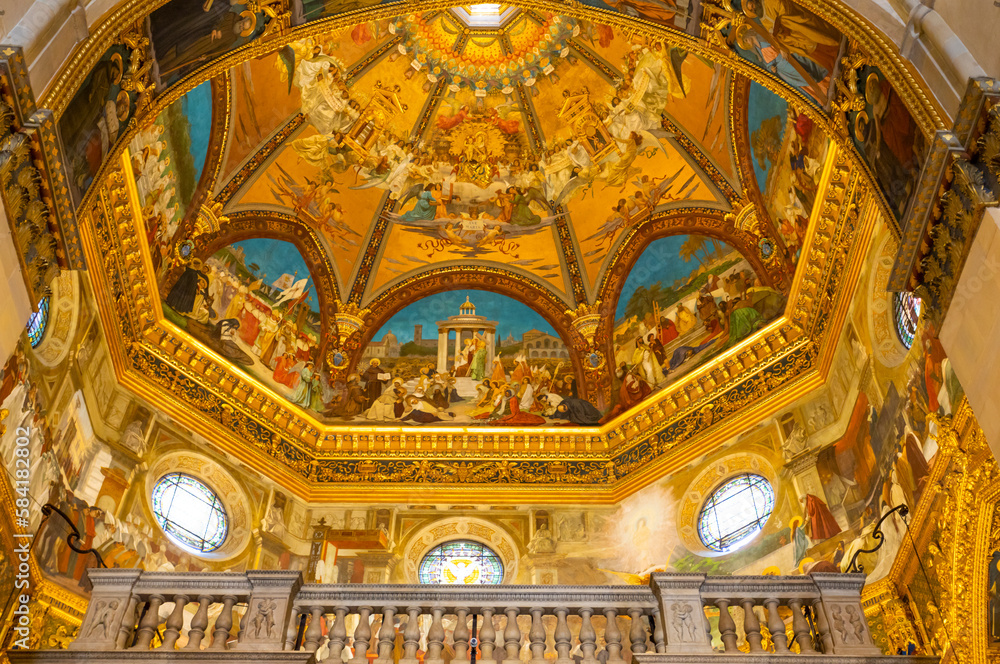 LORETO, ITALY, JULY 5, 2022 - The frescoed interior of the Apse of the Shrine of the Holy House of Loreto, Italy