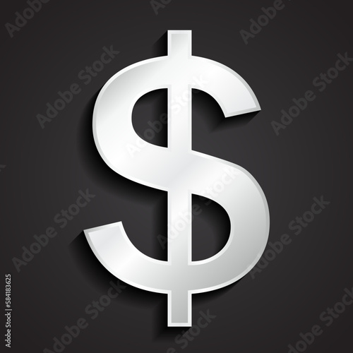 3d silver metal dollas symbol