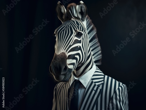 zebra wearing a suit, generative AI