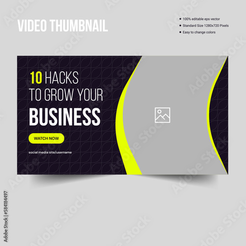 Editable video thumbnail banner template design, business grow tips cover banner template, vector eps 10 file format