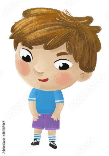cartoon child kid boy taking off or putting on clothes by him self childhood illustration for children