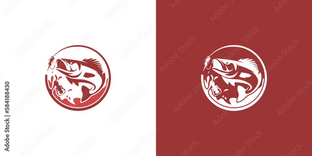 Illustration modern fish seafood sign on top bowl logo design Illustration modern fish seafood sign on top bowl logo design