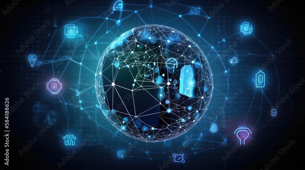 Obraz premium Cyber Security including a brain and a globe. Generative AI image