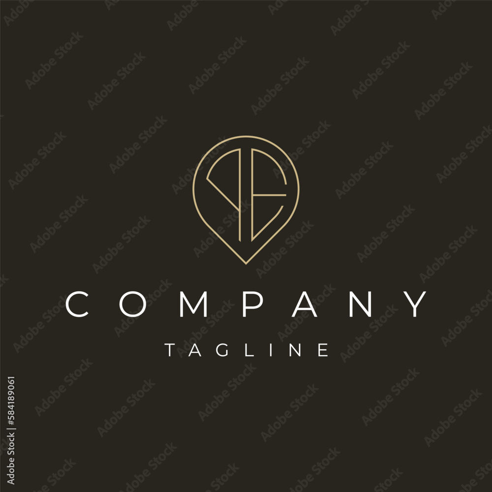 Obraz premium Letter PE EP initial point pin map local icon logo design vector template