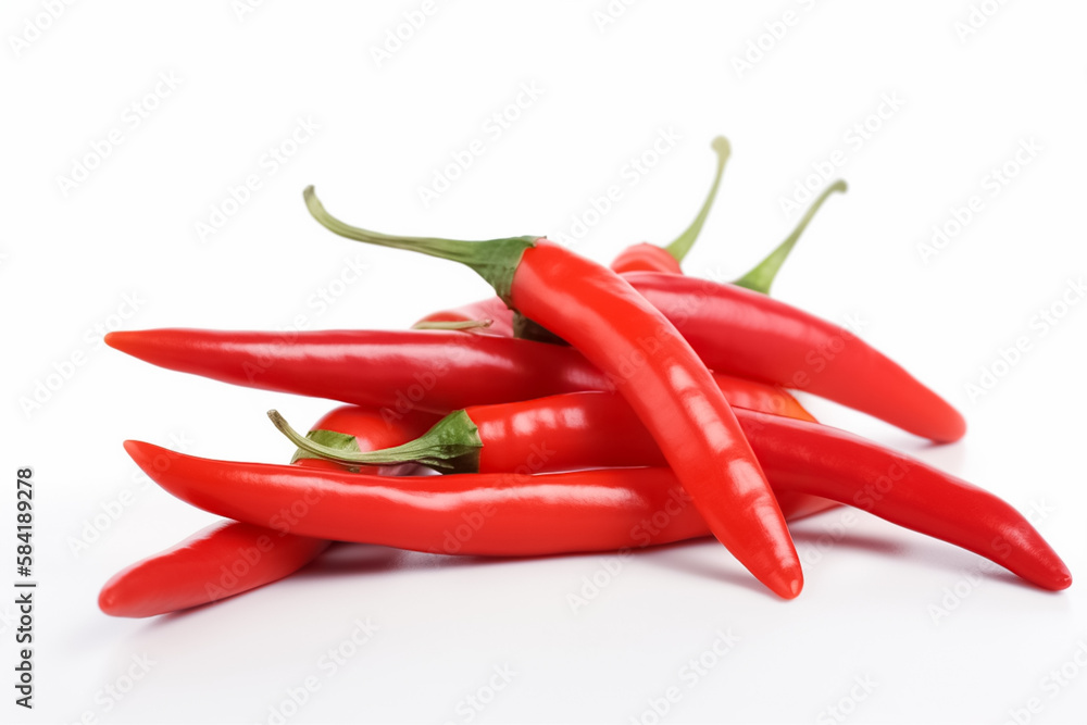 Chili peppers isolated on white background. generative ai

