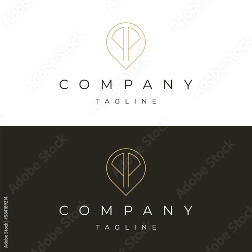 Letter PP initial point pin map local icon logo design vector template