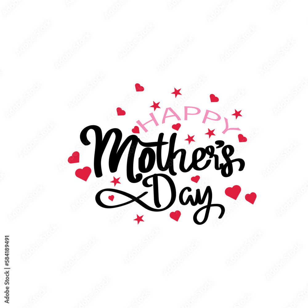 happy mothers day illustration with typography