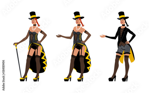 Foto A cabaret girl in a top hat