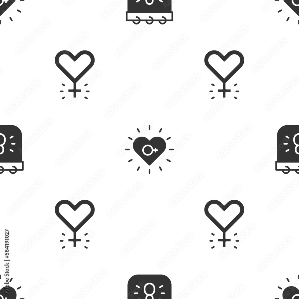 Set Calendar with 8 March, Feminism and on seamless pattern. Vector Set Calendar with 8 March, Feminism and on seamless pattern. Vector