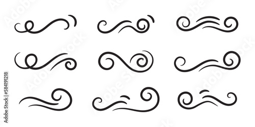 Swirl ornament stroke. Ornamental curls, swirls divider and filigree ornaments vector illustration.