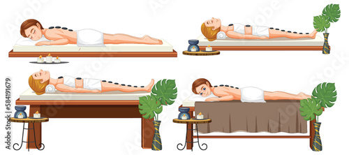 Collection of women enjoying spa treatments
