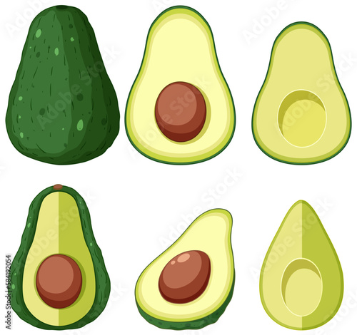 Avocado in whole and half pieces