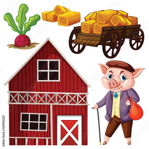 Farm Objects and Elements Vector Set