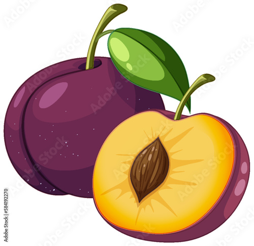 Plum fruit cartoon isolated