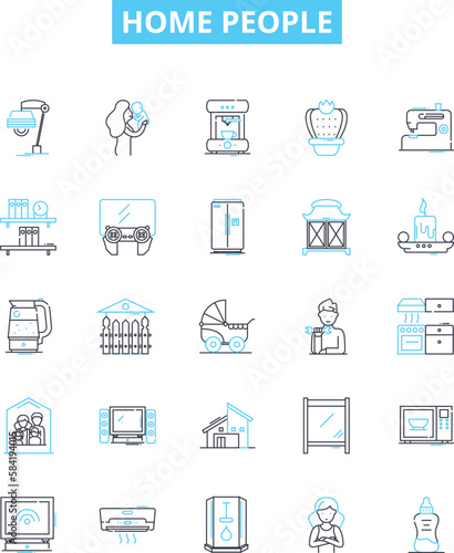 Home people vector line icons set. Homeowners, Dwellers, Residents, Housers, Occupiers, Inhabitants, Occupants illustration outline concept symbols and signs