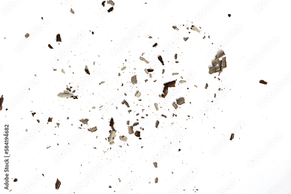 Ashes from burning paper on white. Charred paper scraps. Ashes from burning paper on white. Charred paper scraps.