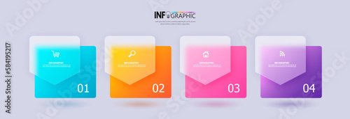  Four steps business infographics template vector.