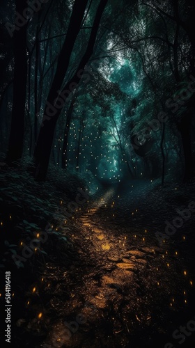 Swarm of Fireflies Lighting up the Night  Magical Wildlife Photography  Generated by AI