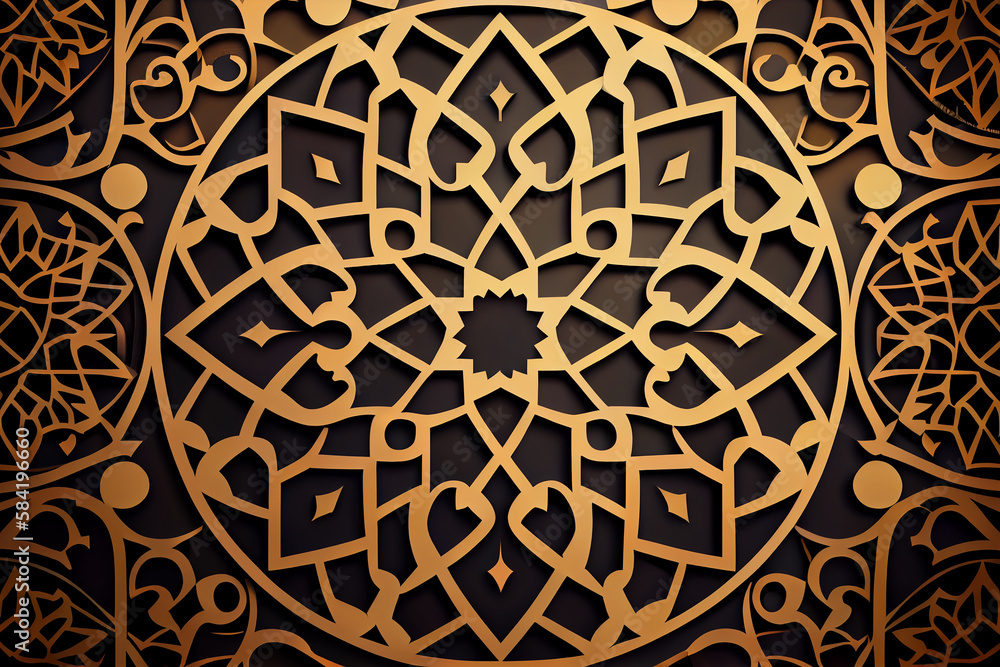 Golden islamic pattern background 3d