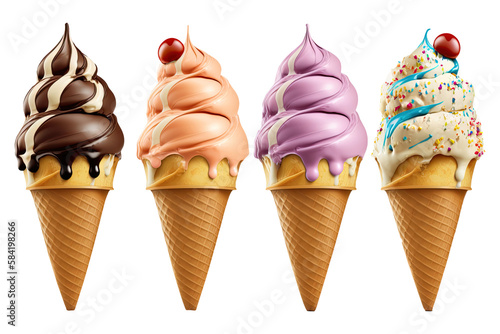 Ice cream isolated on transparency, Generative AI