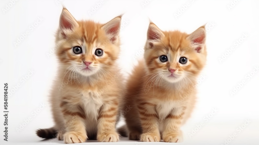 Beautiful cute kittens. A Portrait inquisitive little cats.