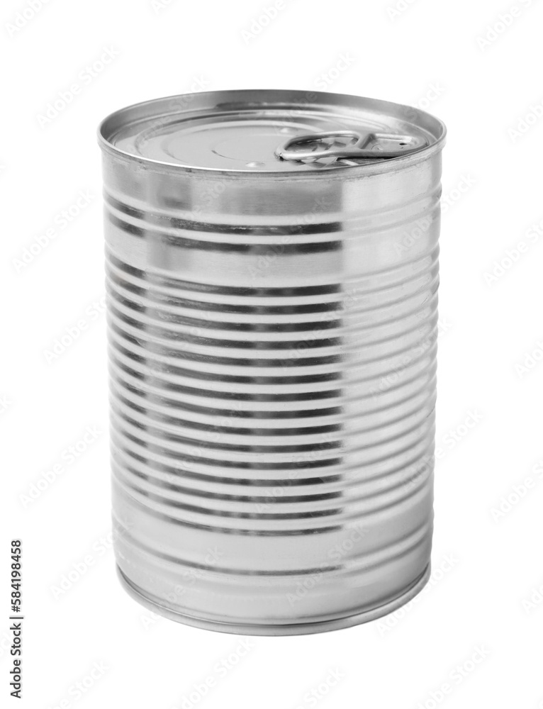One closed tin can isolated on white One closed tin can isolated on white