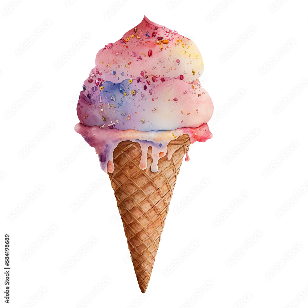 strawberry Ice cream isolated on transparency, Generative AI strawberry Ice cream isolated on transparency, Generative AI