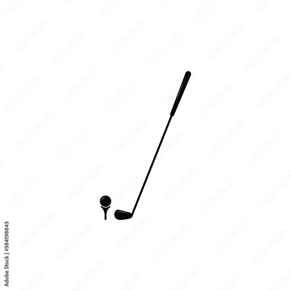 Golf stick and ball icon isolated vector graphics Golf stick and ball icon isolated vector graphics