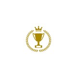 Winner cup and laurel wreath icon isolated on white background