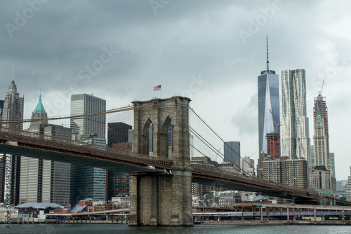 View over Manhattan bridge to one world trade center