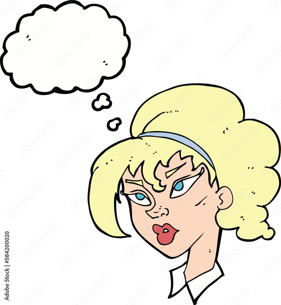 cartoon pretty woman with thought bubble cartoon pretty woman with thought bubble