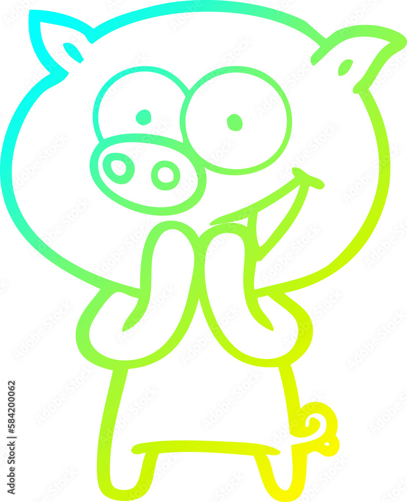cold gradient line drawing cheerful pig cartoon cold gradient line drawing cheerful pig cartoon