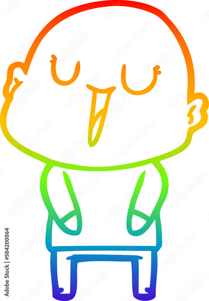 rainbow gradient line drawing happy cartoon bald man rainbow gradient line drawing happy cartoon bald man