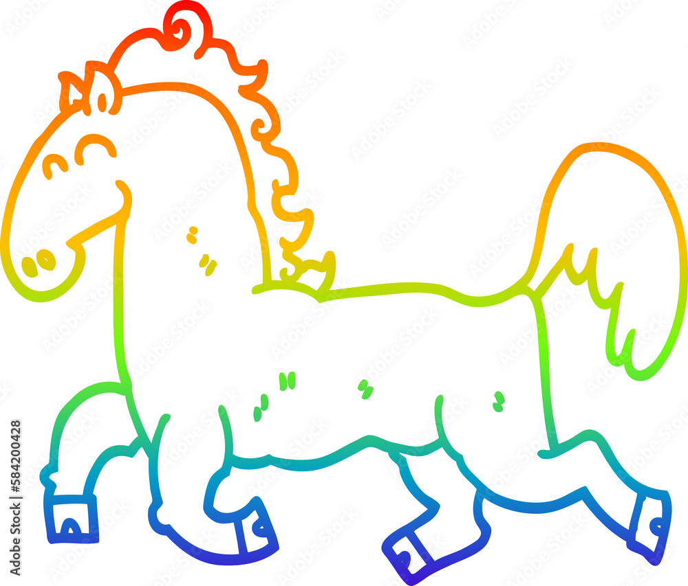 rainbow gradient line drawing cartoon stallion rainbow gradient line drawing cartoon stallion