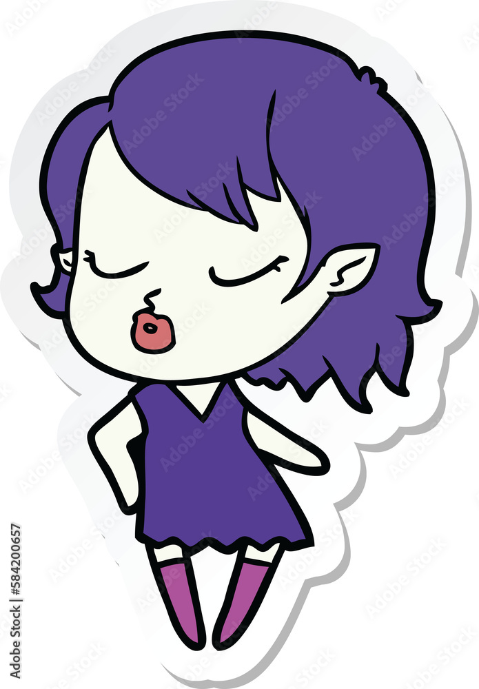 sticker of a cute cartoon vampire girl sticker of a cute cartoon vampire girl
