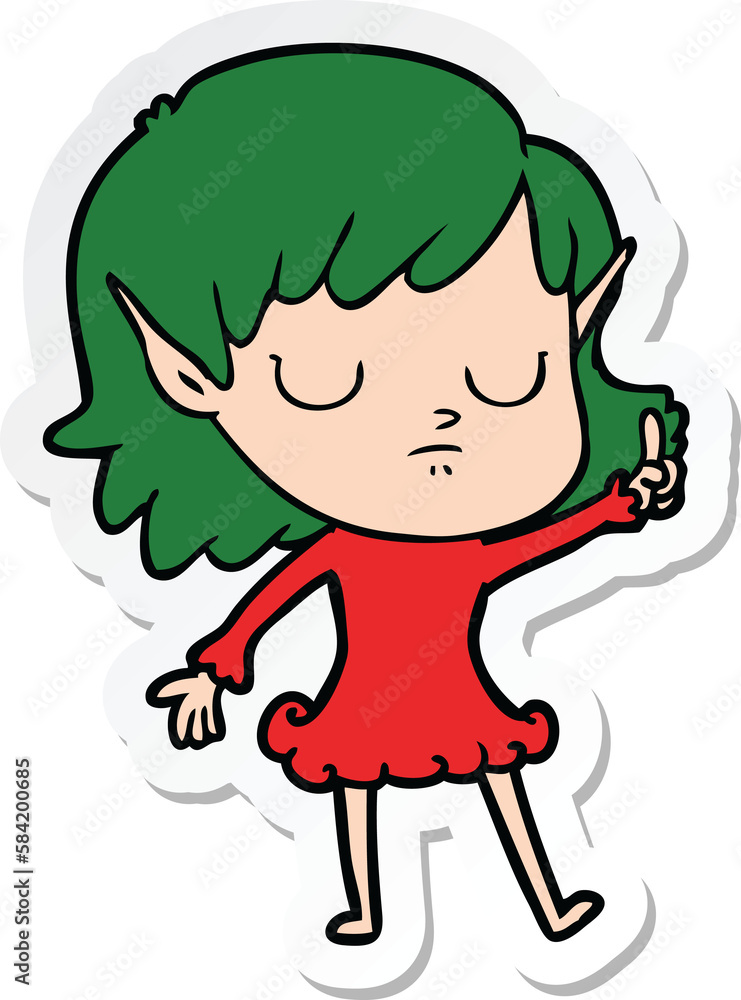 sticker of a cartoon elf girl sticker of a cartoon elf girl