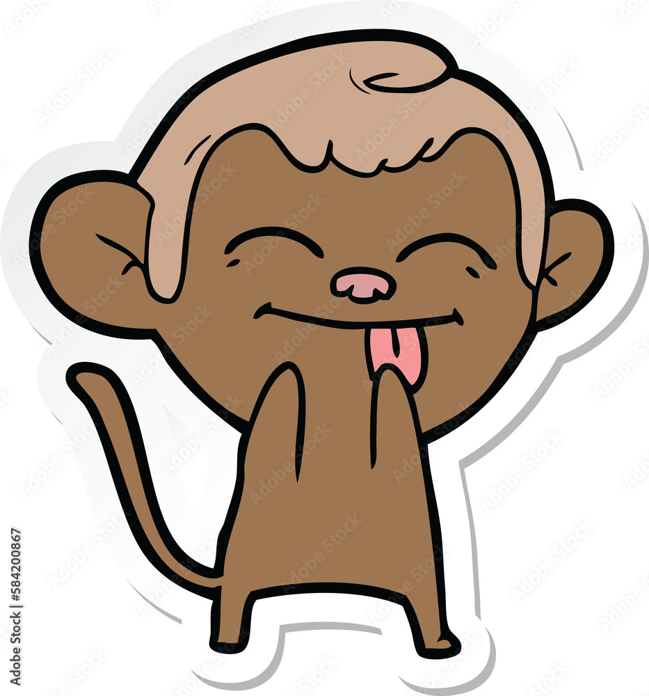Fototapeta premium sticker of a funny cartoon monkey