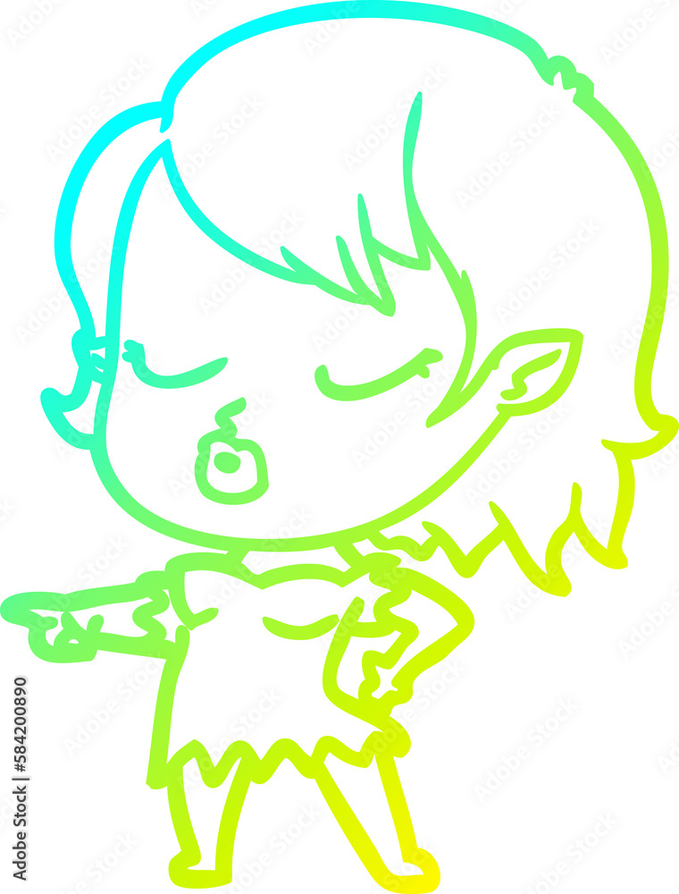 cold gradient line drawing cute cartoon vampire girl cold gradient line drawing cute cartoon vampire girl